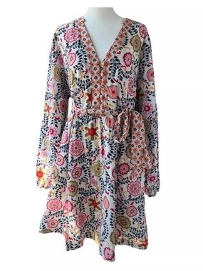 Boden Ava Tiered Long Sleeve Mini Dress